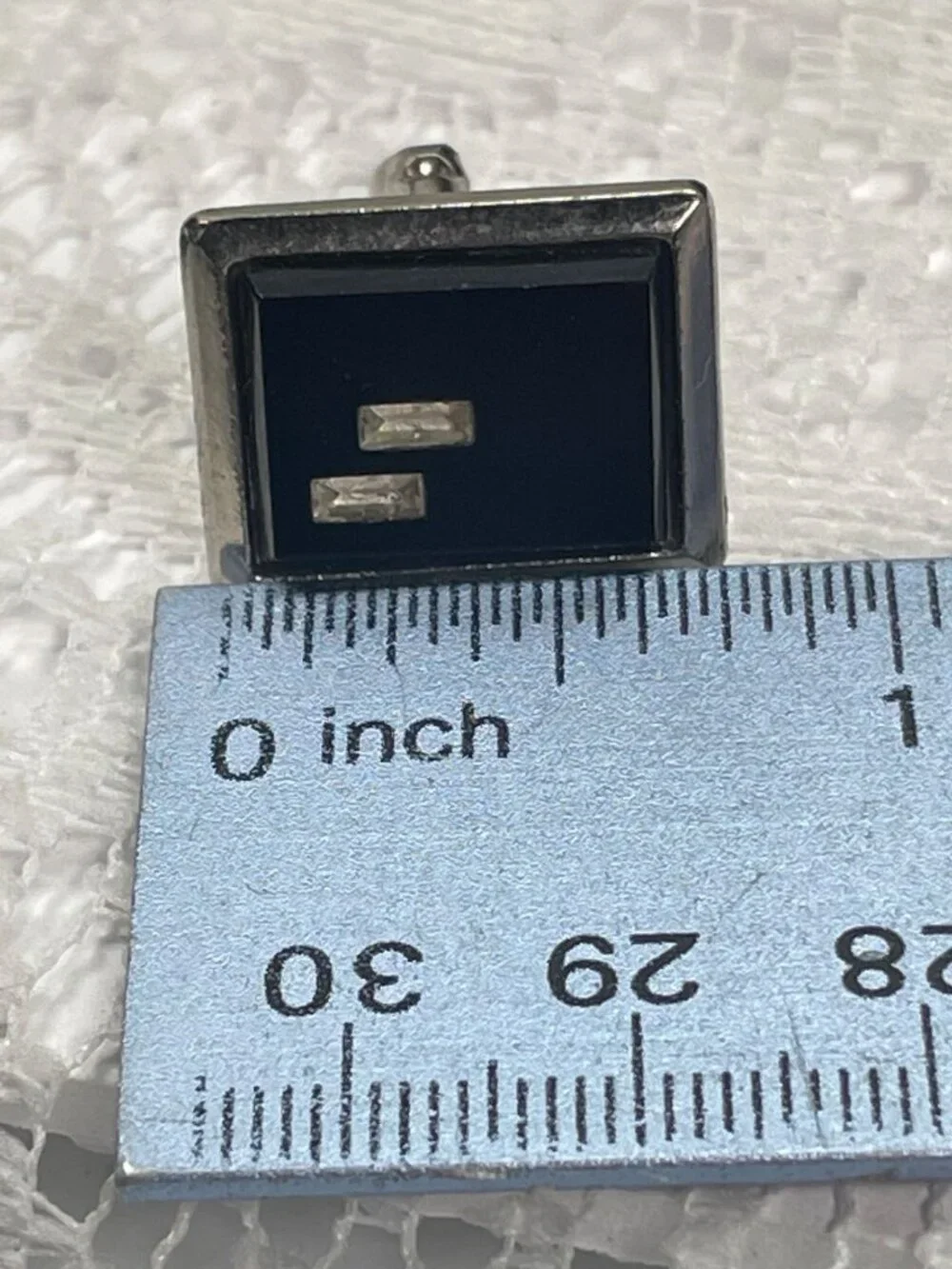Set of 3 Men's Black Vintage cuff links and Tie clip set.